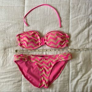 🌺 Charlotte Russe hot pink Chevron Striped Bikini